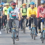  Forkopimda Sidoarjo gowes bareng menuju Desa Sedati Agung Kecamatan Sedati, Jumat (16/9/2022). foto: ist.