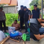 Petugas Polres Pamekasan saat menangkap bandar narkoba bernama Deddi di Dusun Pademabuh, Desa Jambringin, Kecamatan Proppo, Kabupaten Pamekasan.