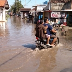 Kondisi genangan air di Tanggulangin usai diguyur hujan deras.