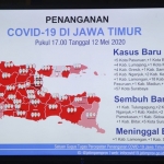 Berwarna merah semua, peta sebaran Covid-19 di Provinsi Jawa Timur per 12 Mei 2020.