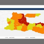 Peta warna penyebaran Covid-19 Jawa Timur. Kota Madiun hijau. foto: ist/ bangsaonline.com