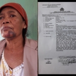 Murifah, janda tua yang menjadi sasaran kebrutalan tetangganya sendiri itu masih menyisakan lebam besar di dagunya. Kanan-Lampiran bukti Laporan Polisi (LP) Nomor : LP/243/XII/2017/Jatim Polres Pasuruan Kota tertanggal 13 Desember 2017.