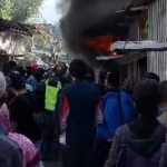 Kebakaran yang terjadi di pasar relokasi Kota Batu.
