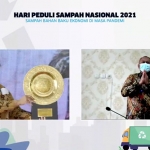 Pelaksana Harian (Plh) Wali Kota Surabaya Hendro Gunawan saat mengikuti rangkaian acara Puncak Peringatan HPSN 2021 melalui virtual di ruang kerja sekretariat daerah, Balai Kota Surabaya, Senin (22/2/2021). (foto: ist)
