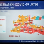 Peta Persebaran Covid-19 di Jawa Timur. 