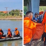Pencarian dan evakuasi korban tewas tenggelam di Sungai Brantas, Jalan Mastrip, Surabaya.