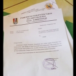Surat penolakan pemberian izin dari Pemdes Sumberarum kepada PSNU Pagar Nusa yang ditandatangani kepala desa setempat.
