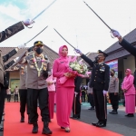 Suasana saat penyambutan AKBP Moh Nurhidayat sebagai Kapolres Jombang yang baru.