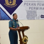 Pangkoarmada II Laksda TNI Heru Kusmanto saat menyampaikan sambutan.