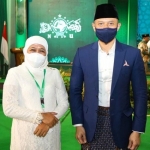 Agus Harimurti Yudhoyono, Ketua Umum DPP Partai Demokrat bersama Gubernur Khofifah saat menghadiri resepsi pelantikan Pengurus Besar Nahdlatul Ulama (PBNU) di Balikpapan, Kalimantan Timur (Kaltim). foto: istimewa