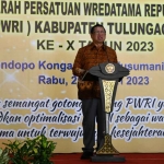 Bupati Tulungagung, Maryoto Birowo, saat membuka pelaksanaan Musyawarah Kabupaten Persatuan Wredatama Republik Indonesia ke-X.