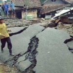 Bencana tanah gerak di Desa Pucang Anak Kecamatan Tugu, Kabupaten Trenggalek, beberapa waktu yang lalu.