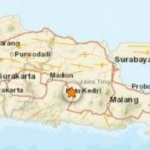 Tangkapan layar lokasi gempa di Kabupaten Kediri yang diterbitkan BMKG.