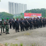 Suasana Apel Pergeseran Pasukan pengamanan Pilkades bergelombang tahun 2022 di Kabupaten Gresik.
