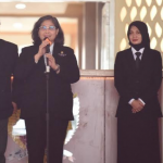  Zanariah saat berpamitan kepada seluruh ASN di Pemkot Kediri didampingi Wali Kota Kediri Vinanda Prameswati dan Wakilnya, Gus Qowim. (Ist).