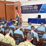 Kepala Staf Koarmada II Laksma TNI Iwan Isnurwanto saat sambutan penutupan Latihan Evakuasi Penyelamatan Kapal Selam.