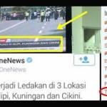 Hoax yang ditayangkan TV One di televisi dan twitter.