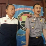 Kapolres Pamekasan AKBP Nowo Hadi Nugroho saat pres rilis kasus penggelapan raskin.