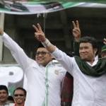 MESRA: Muhaimin dan Rhoma saat kampanye jelang Pemilihan Legislatif (Pileg) 2014 lalu. foto: tribunnews