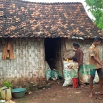 Tinggal di rumah dari bambu dan daun jati Keluarga Tarsani membutuhkan bantuan dari pemerintah. foto: SUWANDI/ BANGSAONLINE