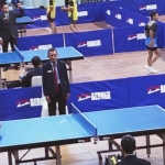 Atlet tenis meja dari Kota Batu saat bertanding di Porprov IX Jatim 2025.