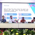 Kabiro Humas dan Protokol Kementerian ATR/BPN, Harison Mocodompis, saat memberi sambutan.