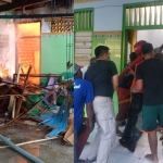 Proses pemadaman kebakaran di Masjid Pondok Pesantren Darul Faqih, Kelurahan Barurambat Timur, Kabupaten Pamekasan. 