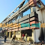 Kondisi terkini gedung Pemkab Kediri usai dilalap api. Foto: Muji Harjita/ BANGSAONLINE