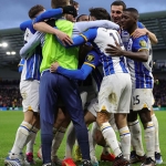 Pemain Brighton merayakan kemenangan 3-0 atas Liverpool pada pekan 20 Liga Inggris (14/01/2023)