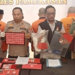 Polres Pamekasan saat menggelar konferensi pers ungkap kasus terkait tindak pidana perdagangan orang (TPPO).