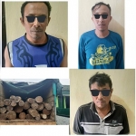 Tiga terduga pelaku illegal logging yang diamankan polisi.