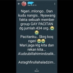 Unggahan salah seorang warganet di medsos yang mengungkapkan adanya kehidupan gay di Pacitan. 