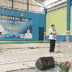 Ketua PGRI Kabupaten Malang Dwi Sucipto saat memberikan sambutan.