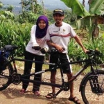 Pasutri,Hakam dan R Islamiah keliling dunia dengan mengayuh sepeda pancal.