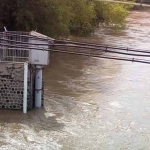 Papan duga air Sungai Bengawan Solo di wilayah Jurug, Ngawi. foto: istimewa
