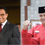 Kolase foto antara Anies Baswedan dan Ganjar Pranowo.