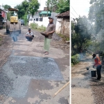 Proses perbaikan jalan rusak.