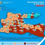 Peta sebaran Covid-19 di Jawa Timur.