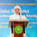 Gubernur Khofifah ketika memberi sambutan saat Safari Ramadhan di Khadijah.