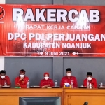 Rakercab DPC PDI Perjuangan Kabupaten Nganjuk. (foto: BAMBANG DJ/BANGSAONLINE)