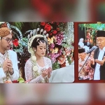 Prof Dr KH Asep Saifuddin Chalim saat memimpin doa akad nikah Nabilah Aufaa Maitsa, putri Sekdaprov Jatim, Adhi Karyono, dengan Vallen Putra Pratama di Gedung Dhanapala Jakarta Pusat, Sabtu (30/8/2025). Foto: bangsaonline.
