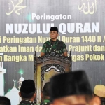 Pangdam V/Brawijaya, Mayjen TNI Wisnoe, P. B menyampaikan sambutan.