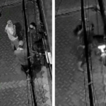 Tangkapan layar rekaman CCTV yang memperlihatkan ke empat pencuri yang akan menjalankan aksinya di Simokerto, Surababaya.