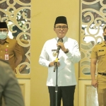 Bupati Pamekasan, Baddrut Tamam, dalam acara halal bihalal dengan pelaku dunia usaha dan forum CSR. 