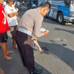 Petugas dari Polres Pamekasan saat olah TKP kecelakaan.