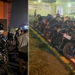 Belasan motor yang diamankan di Alun-Alun Kota Mojokerto karena tak standar.