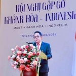Pj Gubernur Jatim, Adhy Karyono, saat memberi sambutan di Konferensi Meet Khanh Hoa-Indonesia.