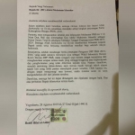 Surat pengunduran diri Habib Hilal Al Aidid. foto: istimewa