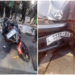 Kondisi motor korban dan mobil pelaku yang ringsek usai laka