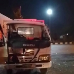 Truk yang terlibat kecelakaan di Sidoarjo.